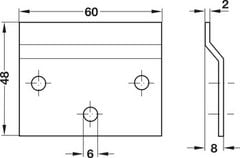 Đế gắn tường chiều dài 60 mm Hafele 290.08.900