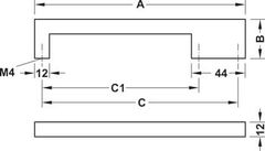 Tay nắm tủ Trắng mờ 204x32mm 110.34.358
