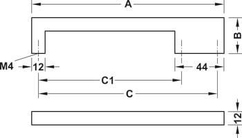 Tay nắm tủ Hafele Nicken mờ 172x32mm 110.34.655