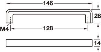 Tay nắm tủ Hafele Chrome bóng 146x28mm 110.34.265