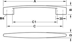 Tay nắm tủ Hafele Nickel mờ 180x26mm 110.34.636