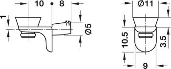 Chốt đỡ kệ kính Hafele 282.24.732