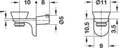 Chốt đỡ kệ kính, lắp nhấn vào lỗ khoan Ø5 mm Hafele 282.24.732