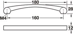 Tay nắm tủ Hafele Nicken mờ 180x28mm 110.34.686