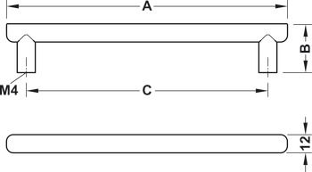 Tay nắm tủ Hafele, màu champage 186x31mm 106.60.614
