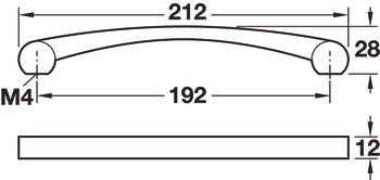Tay nắm tủ Hafele Nicken mờ 212x28mm 110.34.687