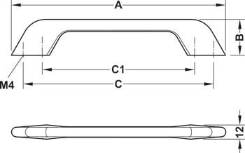 Tay nắm tủ Hafele, Nicken mờ 340x30mm 106.61.017
