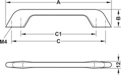 Tay nắm tủ Hafele, Chrome bóng 212x30mm 106.61.214