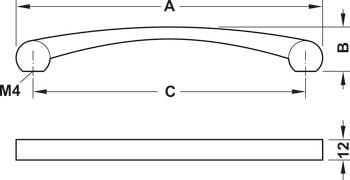 Tay nắm tủ Hafele Đen mờ 180x28mm 110.34.386