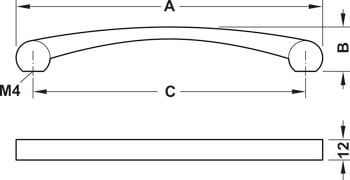 Tay nắm tủ Hafele Nicken mờ 180x28mm 110.34.686