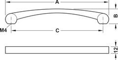 Tay nắm tủ Hafele Chrome bóng 212x28mm 110.34.287