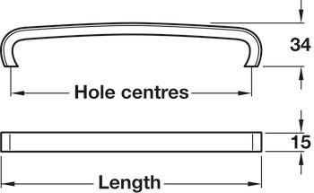 Tay nắm tủ Hafele Chrome bóng 204x34mm 106.69.277