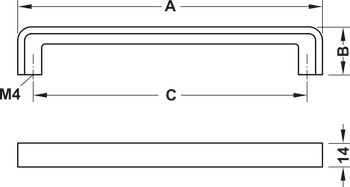 Tay nắm tủ Hafele Nicken mờ 178x28mm 110.34.666