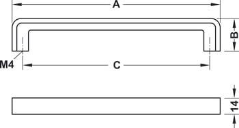 Tay nắm tủ Hafele Chrome bóng 178x28mm 110.34.266