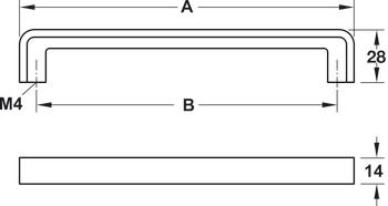 Tay nắm tủ Hafele Nicken mờ 178x28mm 110.34.666