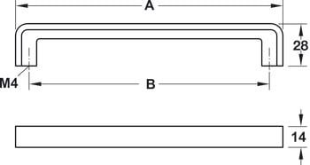 Tay nắm tủ Hafele Chrome bóng 178x28mm 110.34.266