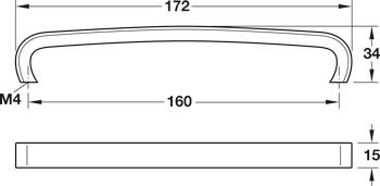 Tay nắm tủ Hafele Nicken mờ 172x34mm 106.69.676