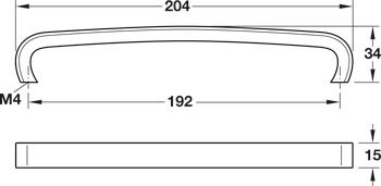 Tay nắm tủ Hafele Chrome bóng 204x34mm 106.69.277
