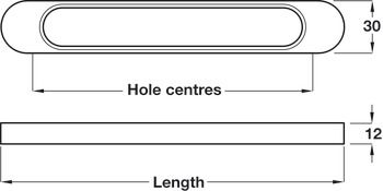 Tay nắm tủ Hafele Chrome bóng 196x30mm 110.34.216