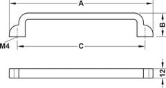 Tay nắm tủ Hafele, màu thiếc cổ 148 x 30mm 106.61.943