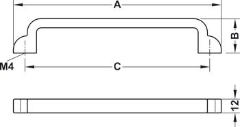 Tay nắm tủ Hafele, màu đồng rêu 180x30mm 106.61.144