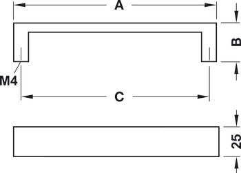 Tay nắm tủ Hafele, màu bạc 160x175mm 110.73.933