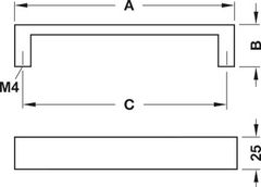 Tay nắm tủ Hafele, màu bạc 160x175mm 110.73.933