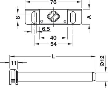 Chốt đỡ kệ âm gắn tường 110mm Hafele 283.33.930