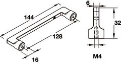 Tay nắm tủ Hafele, đồng cổ 144 x 32mm 106.61.123