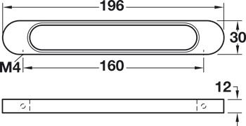 Tay nắm tủ Hafele Chrome bóng 196x30mm 110.34.216