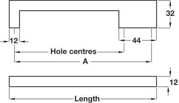 Tay nắm tủ Hafele Đen mờ 172x32mm 110.34.355
