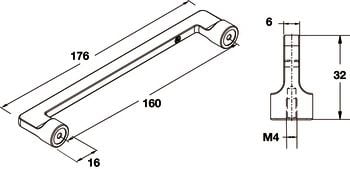 Tay nắm tủ Hafele, nicken mờ đen 176 x 32mm 106.61.324