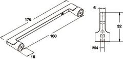 Tay nắm tủ Hafele, chrome bóng 176 x 32mm 106.61.224
