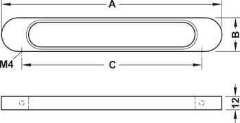 Tay nắm tủ Hafele Chrome bóng 228x30mm 110.34.217