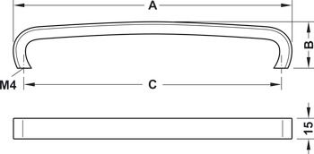 Tay nắm tủ Hafele Nicken mờ 204x34mm 106.69.677