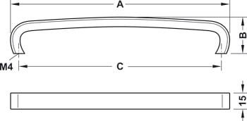 Tay nắm tủ Hafele Chrome bóng 204x34mm 106.69.277