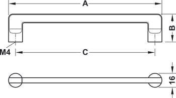 Tay nắm tủ Hafele, nicken mờ đen 144 x 32mm 106.61.323