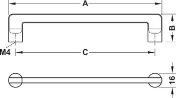Tay nắm tủ Hafele, chrome bóng 176 x 32mm 106.61.224