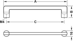 Tay nắm tủ Hafele, chrome bóng 144 x 32mm 106.61.223