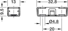 Bas liên kết, Chi tiết lọt lòng RV / U-T3, với kẹp Hafele 262.72.953