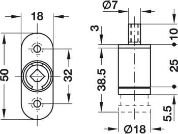 Khóa tủ nhấn chìa sắt Hafele 234.65.601