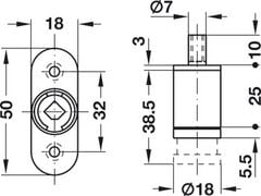 Khóa tủ nhấn chìa sắt Hafele 234.65.601