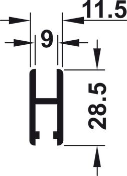 Thanh cố định bánh xe trượt 2.5m, Để gắn bánh xe - độ dày kính 6 và 8mm 415.12.642