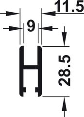 Thanh cố định bánh xe trượt 2.5m, Để gắn bánh xe - độ dày kính 6 và 8mm 415.12.642