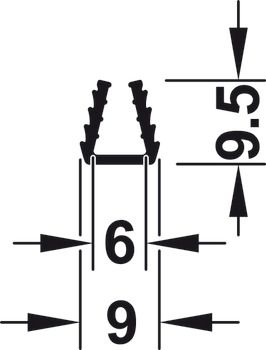 Thanh chia lắp gài 5m cho cửa kính 6mm, Để trượt vào ray lắp bánh xe 415.13.625