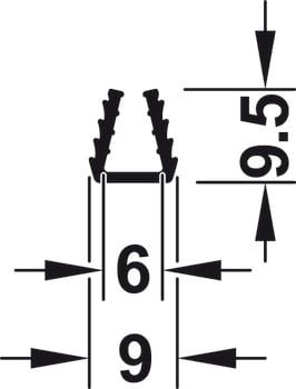 Thanh chia lắp gài 2.5m cho cửa kính 6mm, Để trượt vào ray lắp bánh xe 415.13.622
