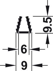 Thanh chia lắp gài 2.5m cho cửa kính 6mm, Để trượt vào ray lắp bánh xe 415.13.622