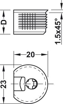 Vỏ nối Rafix 20 không vành cho lắp bằng mặt, nhựa, với cơ cấu siết màu trắng Hafele 263.50.705