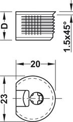 Vỏ nối Rafix 20 không vành cho lắp bằng mặt, nhựa, với cơ cấu siết màu trắng Hafele 263.50.705