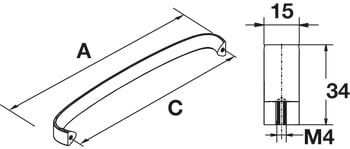 Tay nắm tủ Hafele Nicken mờ 204x34mm 106.69.677